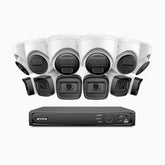 H300 - 3MP 16 Kanal PoE Überwachungskamera-Set mit 6 Bullet Kameras & 6 Turm Kameras, EXIR 2.0 Nachtsicht, Bewegungserkennung, H.265+, IP67 Wetterfest